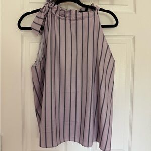 Striped Sleeveless Top with Bow